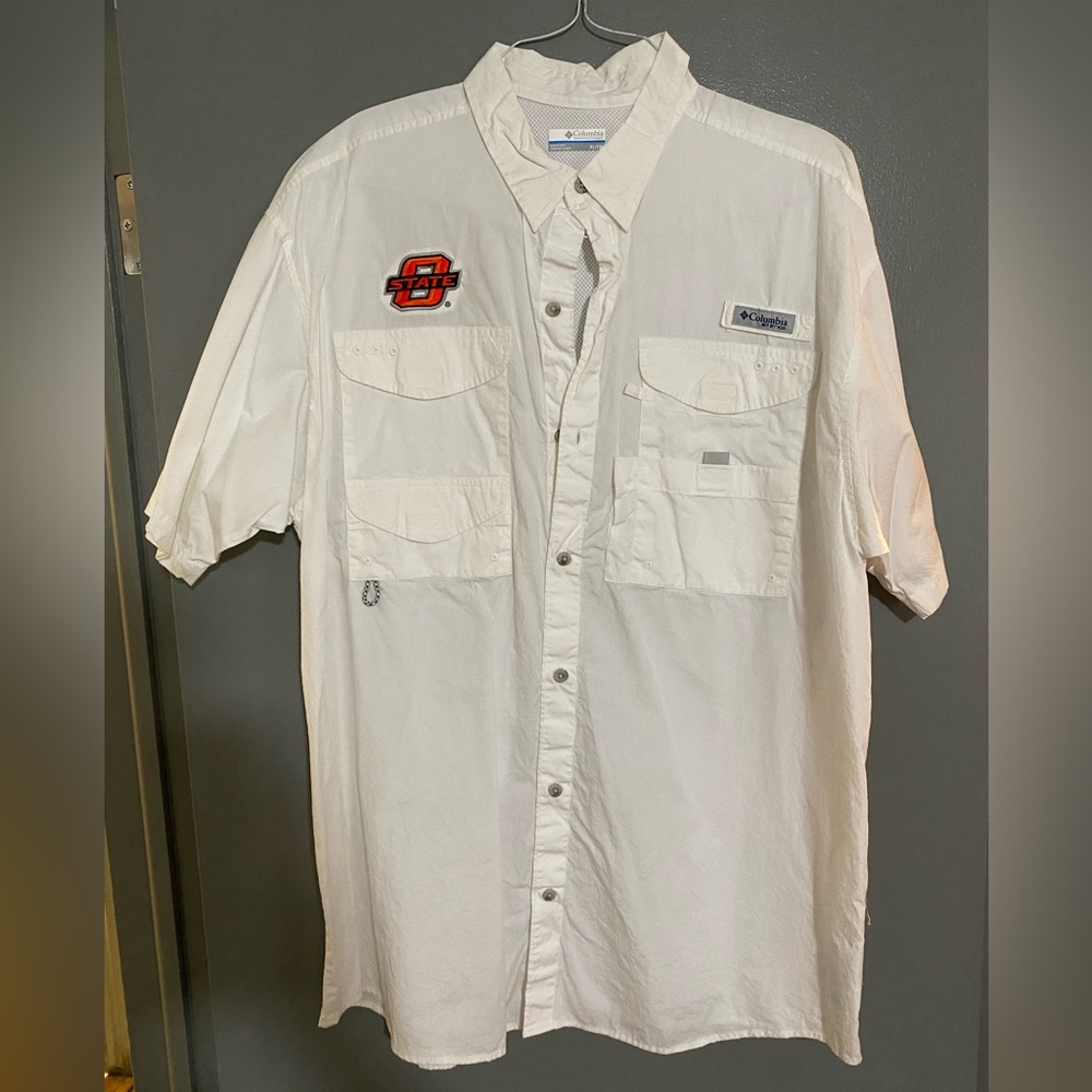 Shirt; Columbia PFG; White w/ Okstate